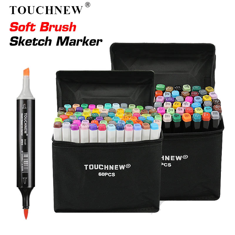 

TOUCHNEW 30 40 60 80 168 Color Art Marker Pen Artist Dual Head Markers Sketch Set Watercolor Brush Pen Liners For Drawing