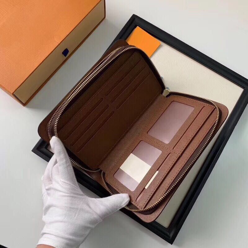 

Wholesale New Men's Handbags Men's Wallets Clutches Leather Clutches Large Capacity Folders Multi-Card Position Men's Long Double Zipper Wal, Brown flower