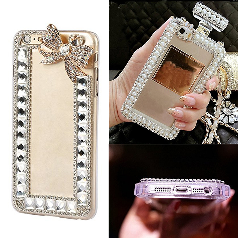 Wholesale Diamond Crystal Cute Pearl Perfume Bottle Shaped Chain Handbag Case Cover For Iphone X Xs Max Xr 4s 5s 6 6plus 7 7 8 Plu Cell Phone Case Wholesale Clear Cell