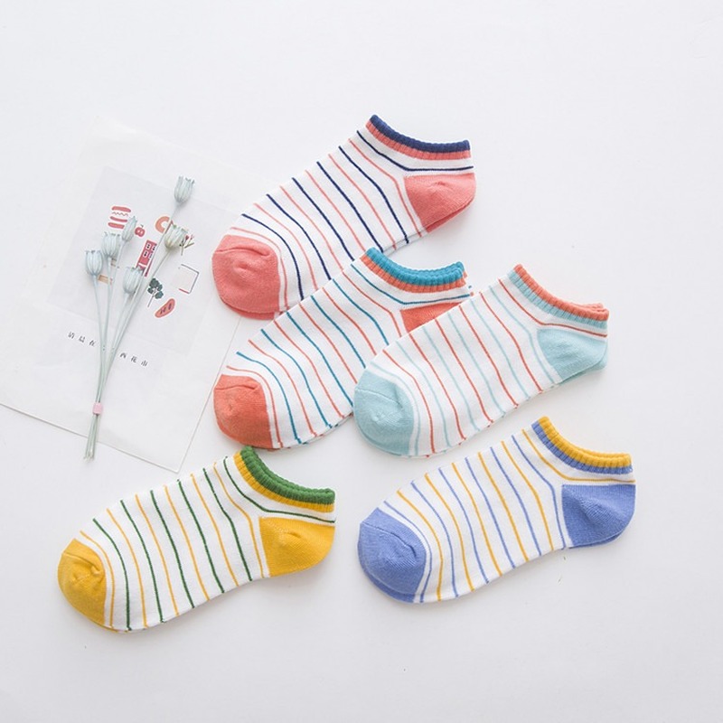 

Jeseca College Style Striped Women Invisible No Show Socks Summer Breathable Sock Slippers Girls Cute Low Cut Non-slip Boat Sock, Orange