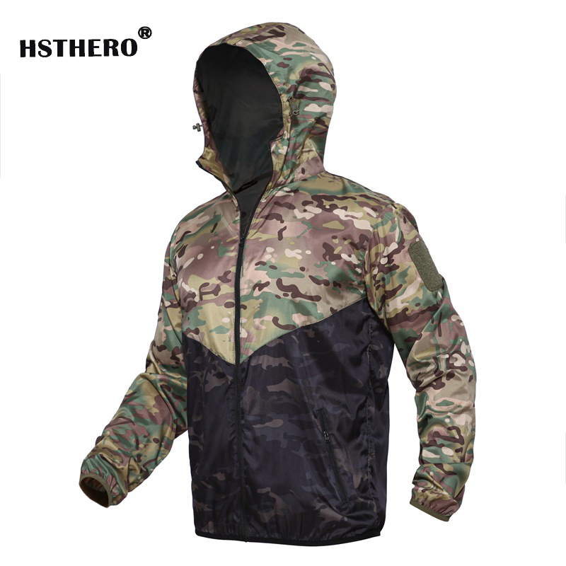 

Sport Outdoor Men Army Hooded Waterproof Jackets Camouflage Man Tactical Combat Outer Wear Split Coat Male 2019, Camouflage 1