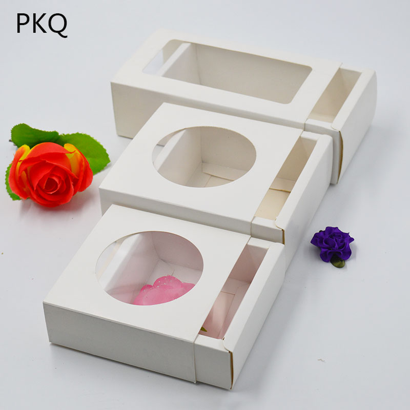 

10pcs brown Kraft paper gift packaging box,square black cardboard soap candy box,red white wedding craft paper gift box window