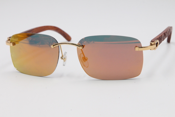 

Rimless Gold Silver Wood 8200759 Sunglasses Metal Rimless Unisex Red Mirror Decoration Designer Mens Women Luxury glasses