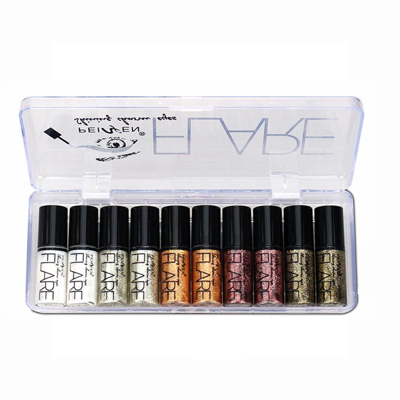 

10 pcs/set 5 colors White Gold Glitter Eyeshadow Waterproof Liquid Eyeliner Long Lasting Waterproof Long Makeups Cosmetic, 10pcs