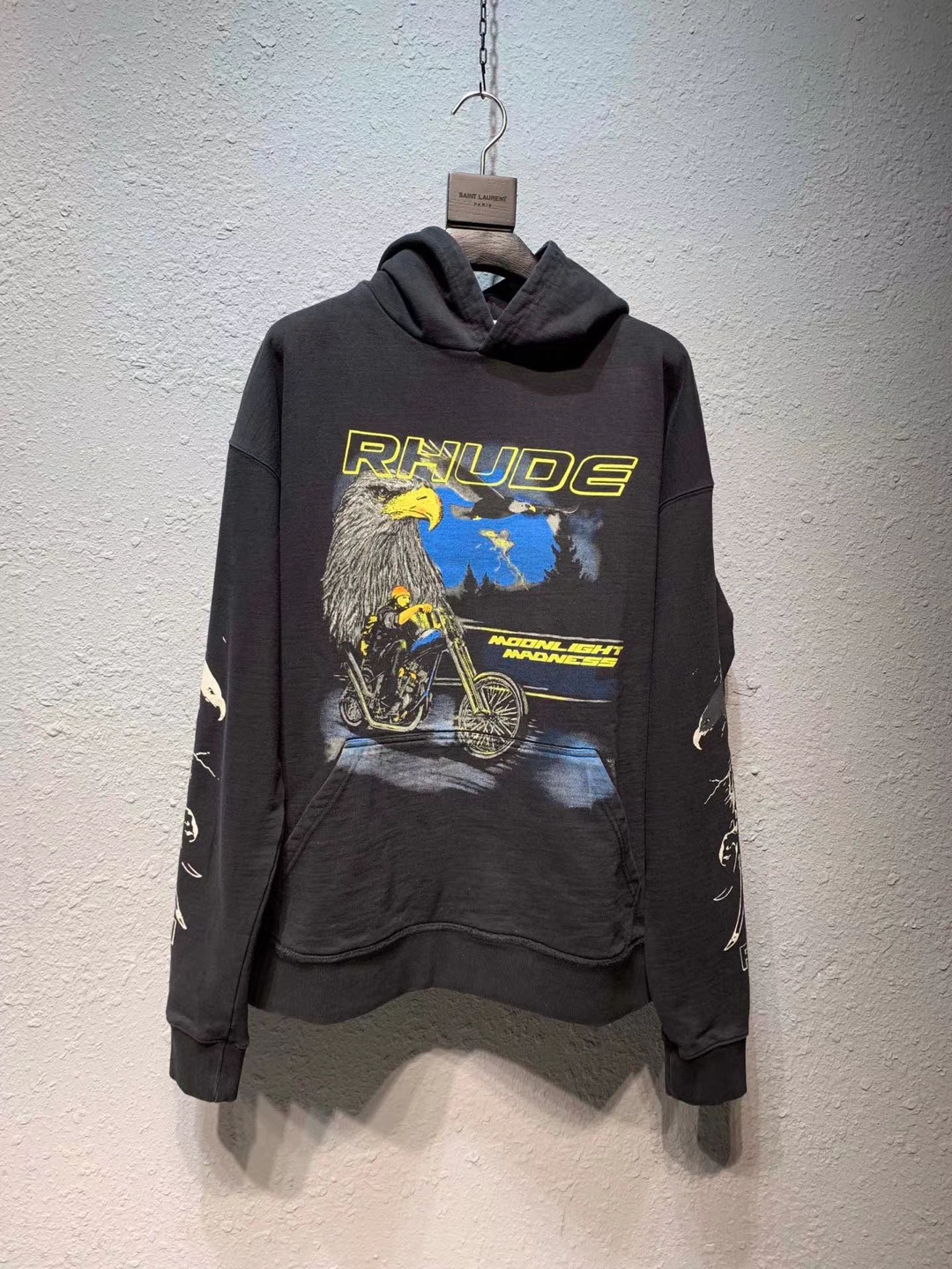 

20120 NEW FASHION mens high quality designer Eagles and motorcycles hoodies ~ US SIZE hoodie OVERSIZE ~ tops mens luxury designer hoodies, Black