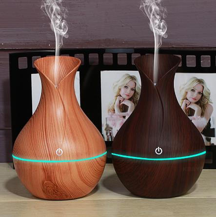 

electric humidifier aroma oil diffuser ultrasonic wood air humidifier USB cool mini mist maker LED lights for home office