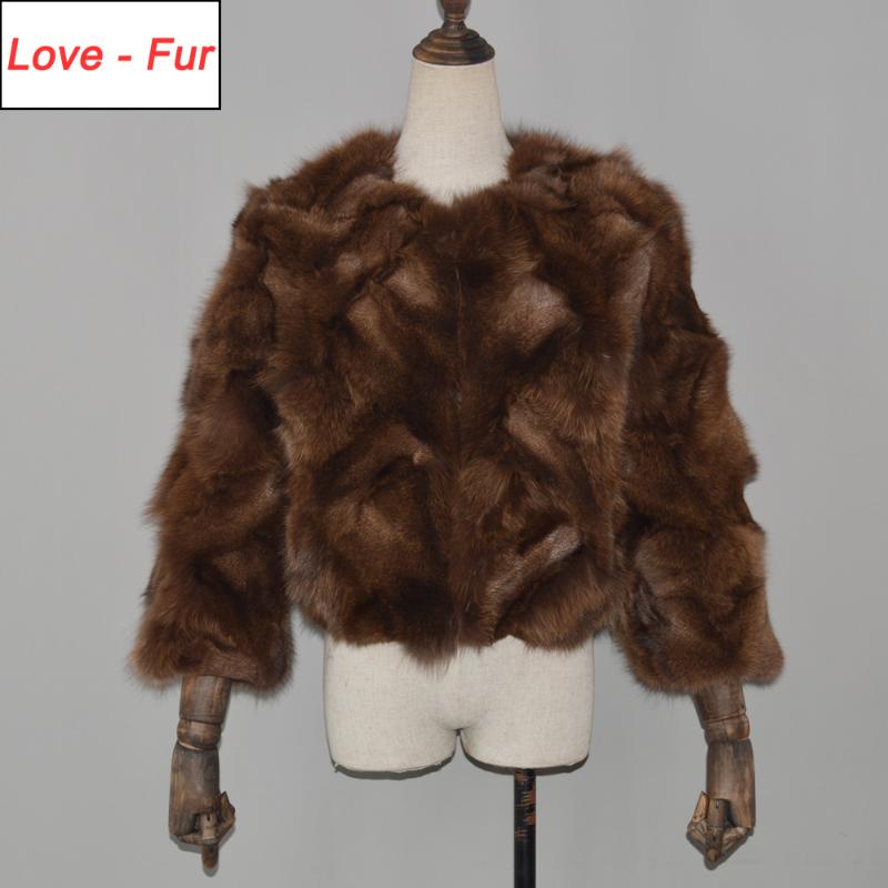 

2020 Women 100% Natural Soft Real Fur Jacket Winter Lady Genuine Fur Overcoat Short Style Slim Fashion Real Coat, Natural white