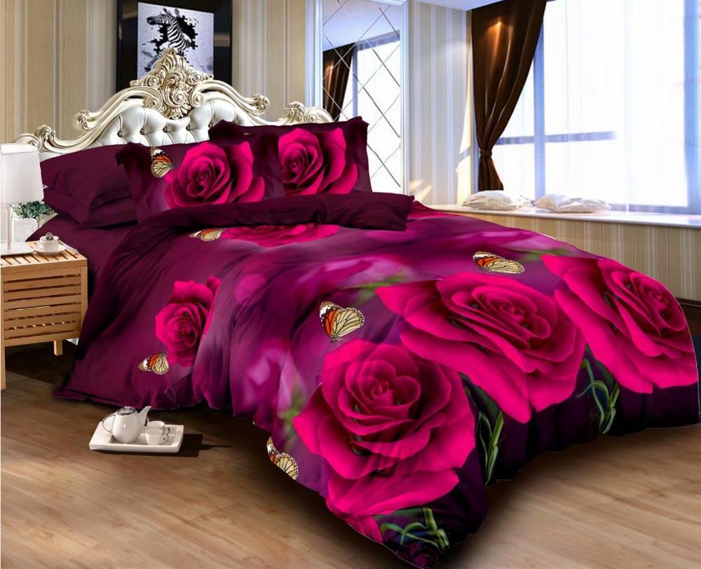 

60 Bedding Set Printed Duvet Cover Flat Sheet with Pillowcases, Purple