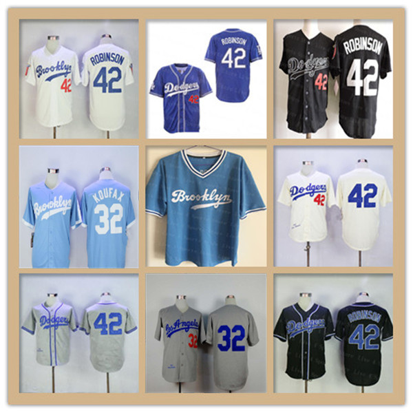 

Men's Retro Jackie Robinson Jersey Sandy Koufax Brooklyn 2018 Hall Of Fame Baseball Retired Shirt Blue WHite Grey Cream Black Size S-3XL, As pic