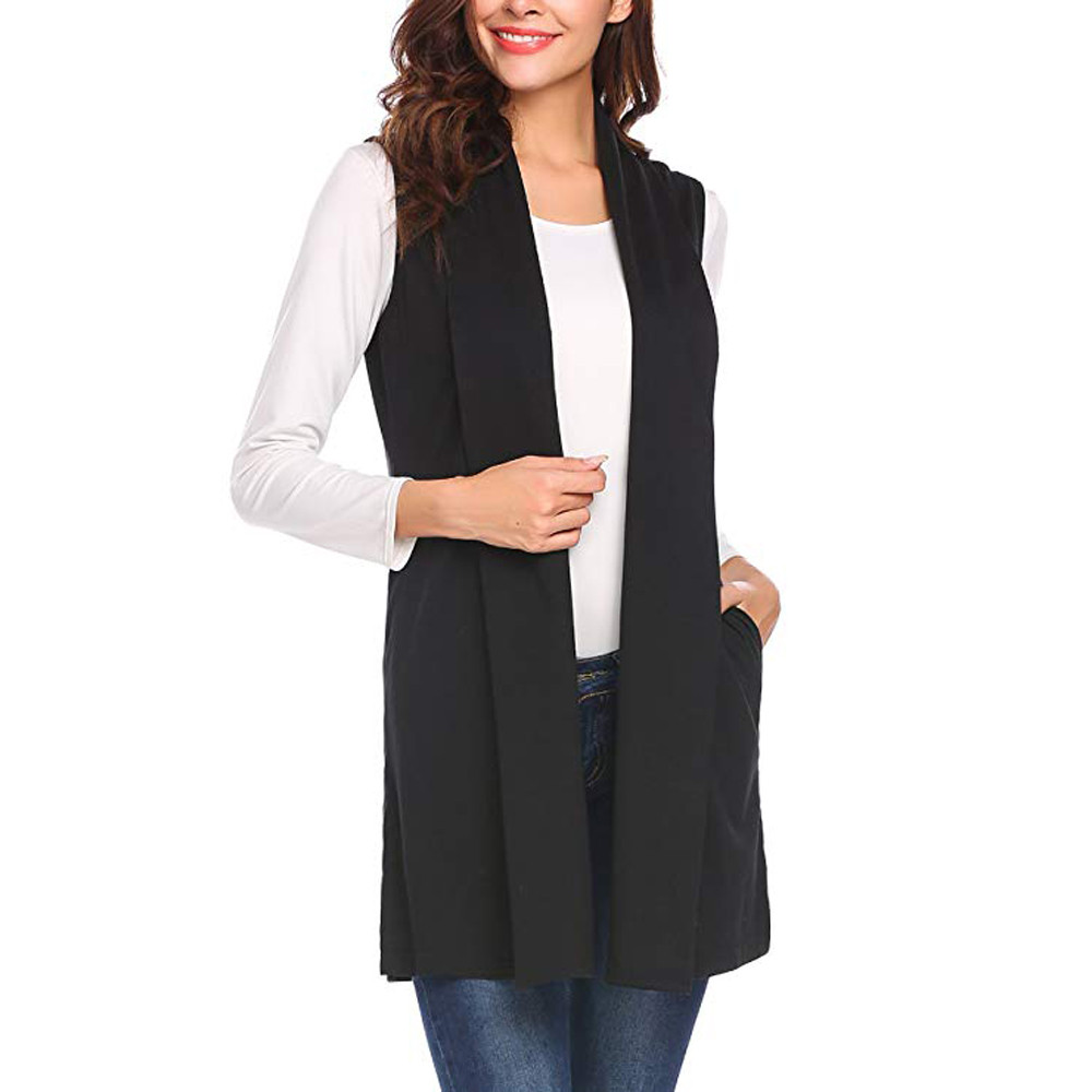 

Women Casual Sleeveless Cape Shawl Ruffles Draped Open Front Cardigan Vest Coats And Jackets Women Winter Veste Femme, As pic