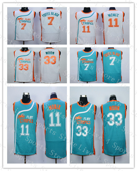 

Men' Semi Pro Movie Flint Tropics Basketball Jerseys 7 Coffee Black 33 Jackie Moon 11 ED Monix Stitched Green White maillot de basket Shirt, Beige