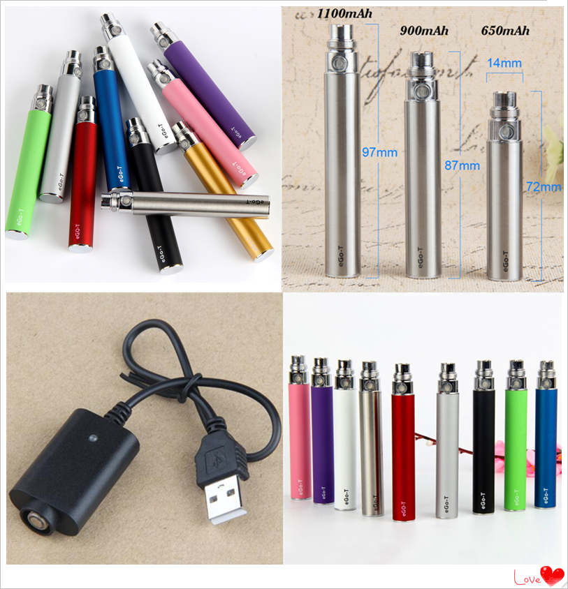 

MOQ 10Pcs In Stock !! EGO T Battery 650mah 900mah 1100mah Electronic Cigarette 510 Thread Batteries with USB Charger for CE4 MT3 Protank DHL