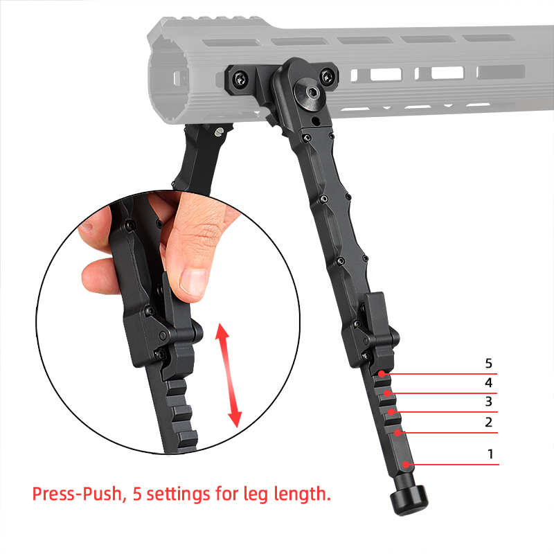 

Hunting Rifle Bipod Bolt Action V9 Split Bipod fit 21.2mm Picatinny Rail Tactical Aluminum Rubber Feet 5 Placement Angle CL17-0045