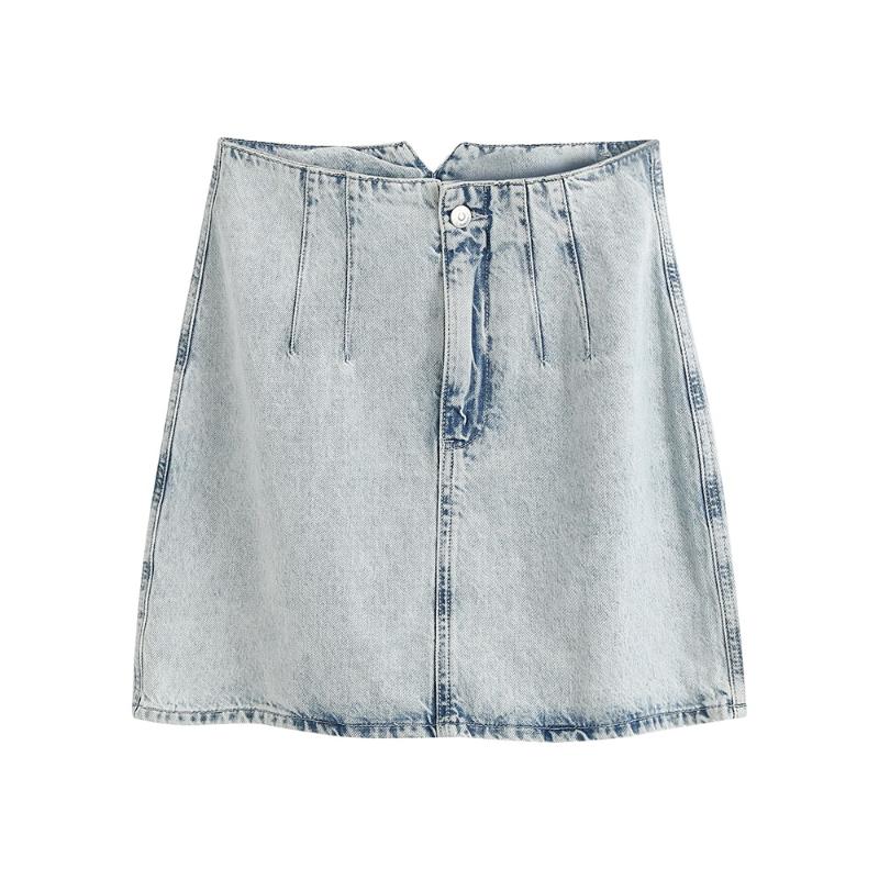 

2020 summer women's new retro high waist casual wild was thin A word bag hip denim skirt, Blue