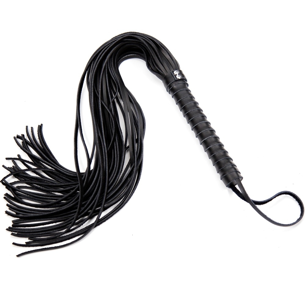 64cm Genuine Leather Tassel Spanking Whip Fetish Slap Strap Beat Lash