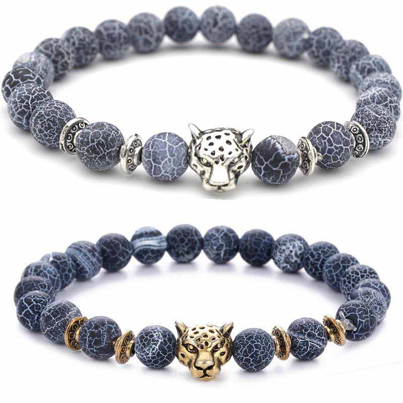 

Leopard Head Bracelet Natural Stone Agate Bracelet new designer jewelry women bracelets mens bracelets Fashion jewelry Drop Ship
