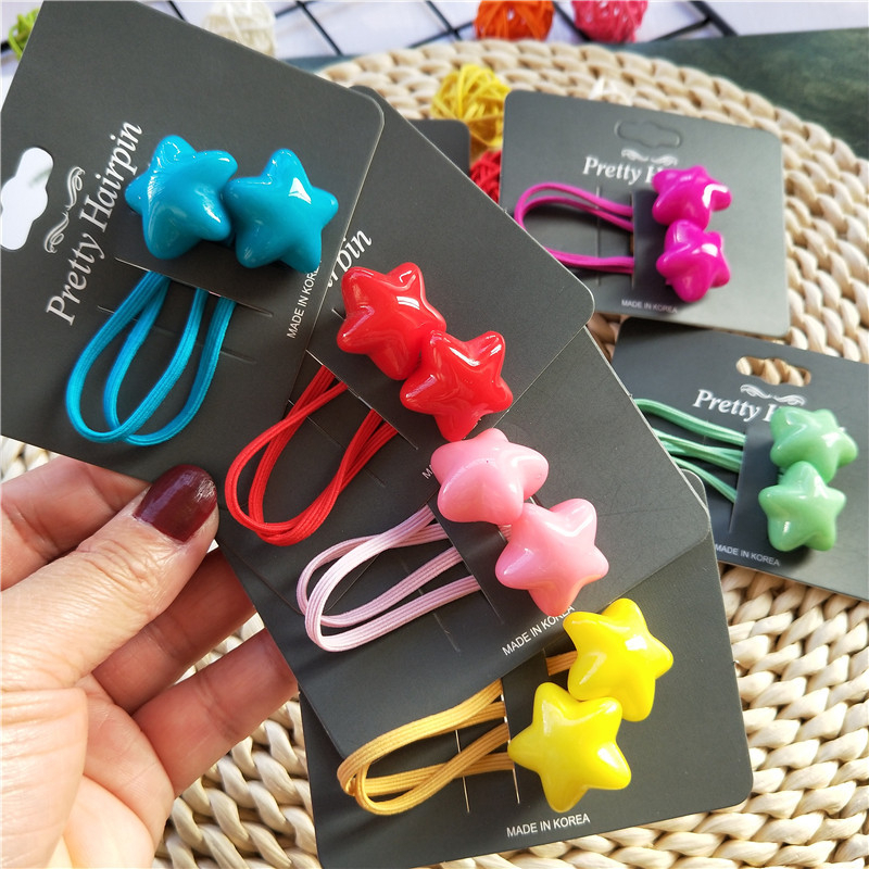 

1PCS Bubble Heart Candy Star Children Hair Ropes Elastic Rubber Hair Band Girls Accessories Baby Headwear Kids Headdress, Red