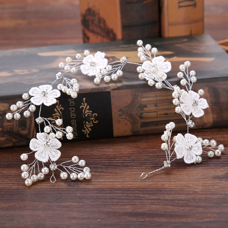 

New Arrival Handmade Headbands For Women White Lace Flower Tiaras Hairband Wedding Bride Crown Party Wedding Hair Accessories BS