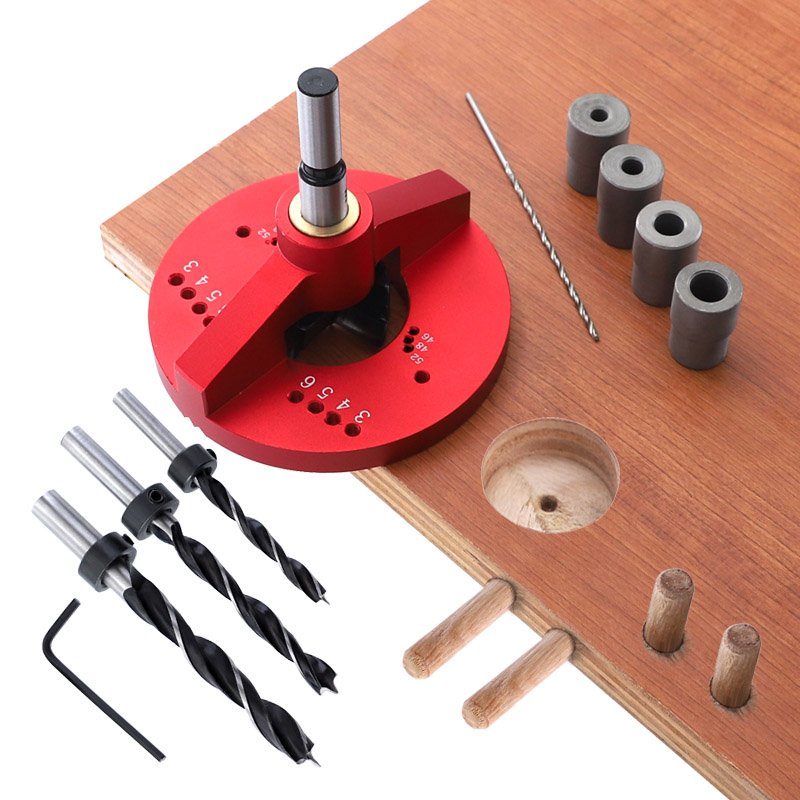 

Dowel Jig 6 8 10mm Drill Guide 4 In 1 Multifunction 35mm Hinge Jig for Furniture Door Cabinet Hinge Installation Wood Drilling