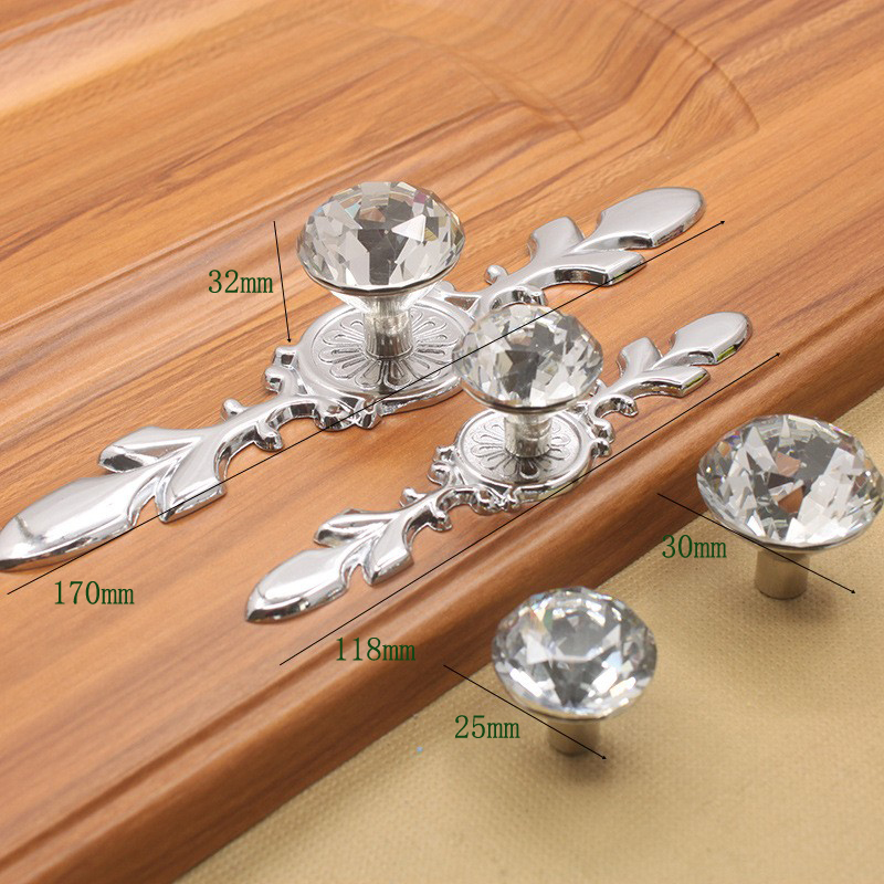 2019 Crystal Glass Diamond Furniture Handles Drawer Wardrobe