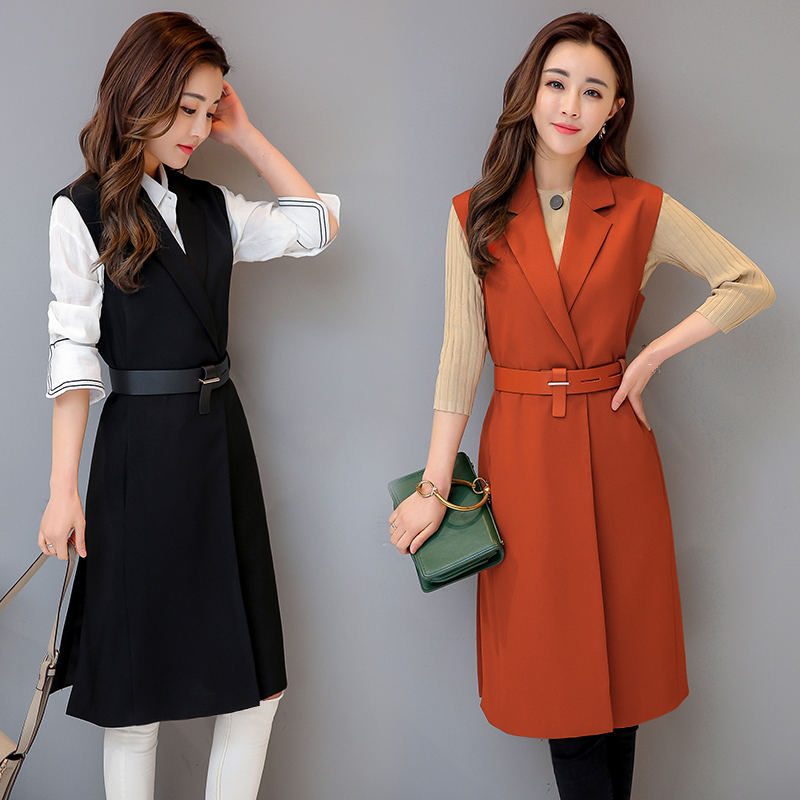 

Women Sleeveless Vest Jacket Chaleco Mujer Elegant Office Vest Coat Fashion Waistcoat Women Autumn New Slim Long Suit