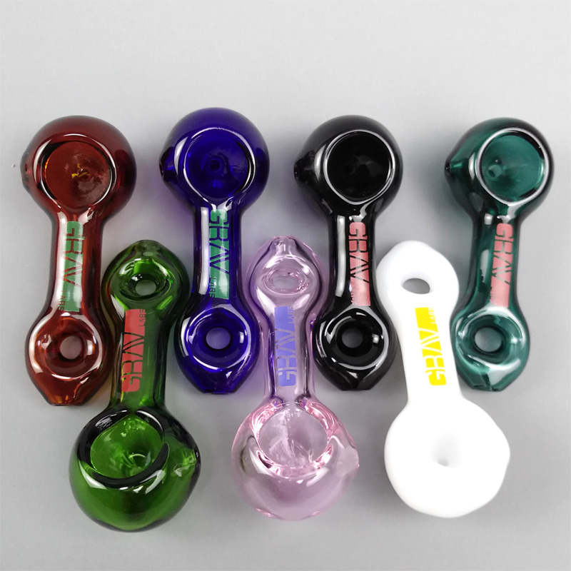 

Thick Glass Pipe Pink Balck Blue Green Smoke Pipe with Labs Heady Pipes 7 Colors High Quality Portable Hand Blown