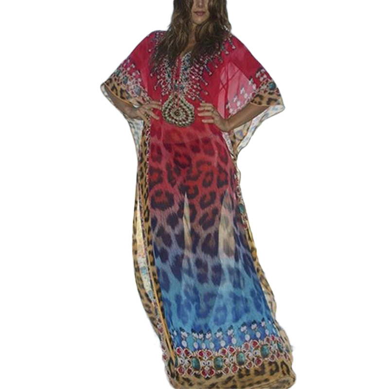 

Summer's Hit Polyester Women's Beach Wear Digital Printed Long Kaftan lace dress