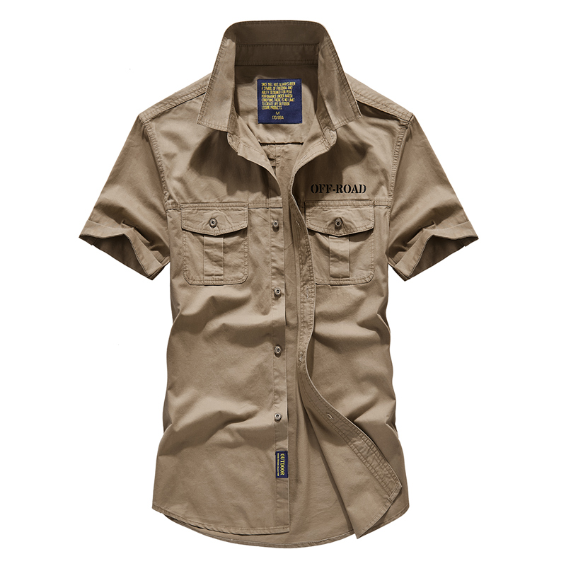 

New 100% Cotton Shirt Men 2020 New Summer Fashion Chemise Homme Multi Pocket Work Sleeve Shirt Men Blouse Size 4XL, Blue