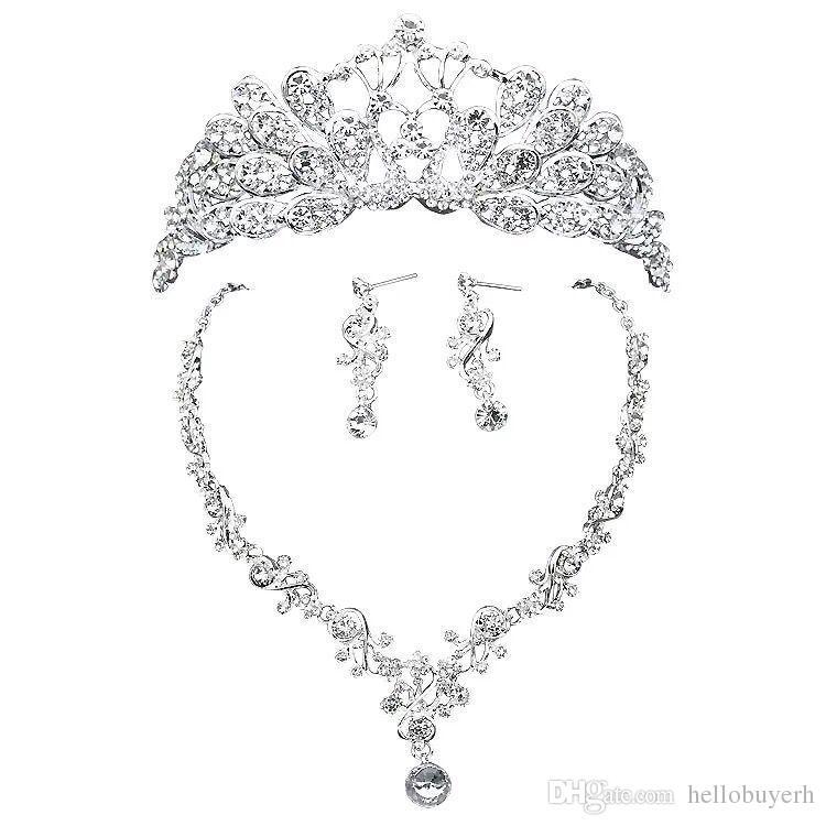 

Shiny Wedding Crows Wedding Accessories Bridesmaid Jewelry Accessories Bridal Accessories Set Free Shipping(Crown + Necklace + Earrings