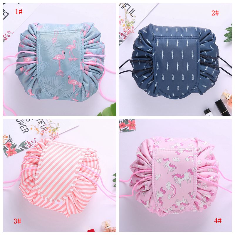 

22 Designs Lazy Makeup Bag Organizer Drawstring Cosmetic Bag Flamingo Printed Travel Make Up Organizer Storage Pouch Toiletry Kit DBC VT1192