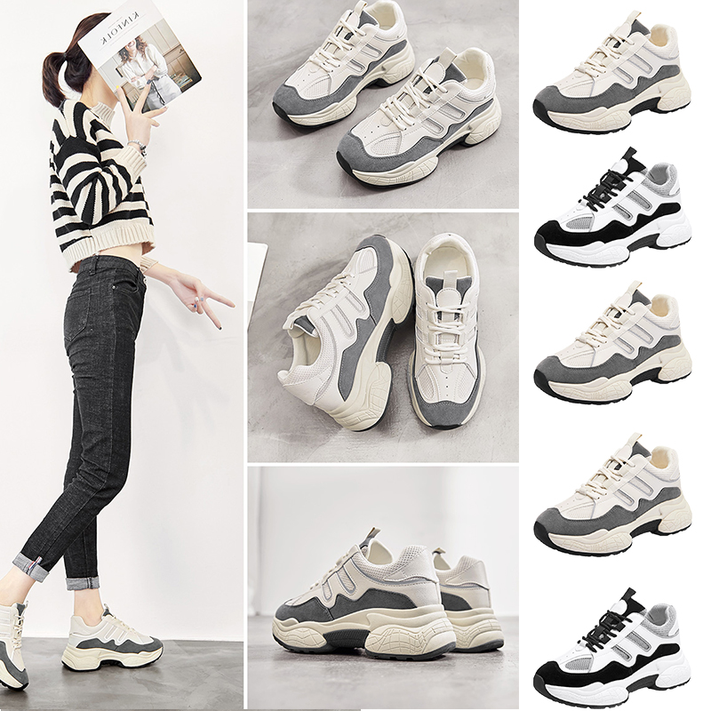 

hogh quality women old dad shoes triple white grey black mesh breathable comfortable sports designer sneakers size 35-40, A1