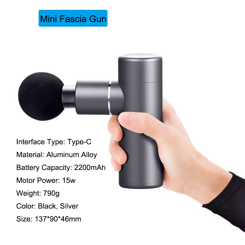 

Mini Portable Muscle Fascia Gun Muscle Massage Fitness Neck And Back Body Massager Device Massageador Electrico With Heads