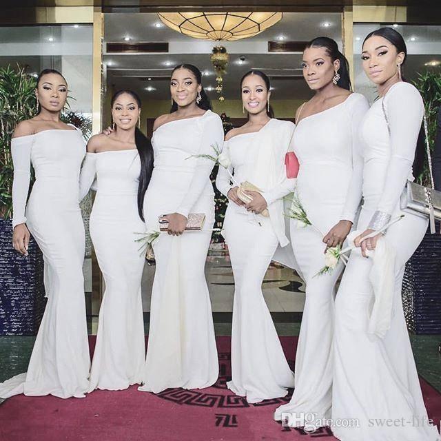 2020 Long Sleeves Mermaid Birdesmaids Dresses Sexy Wedding Guest Plus Size Stylish Celebrity Party Prom Dress