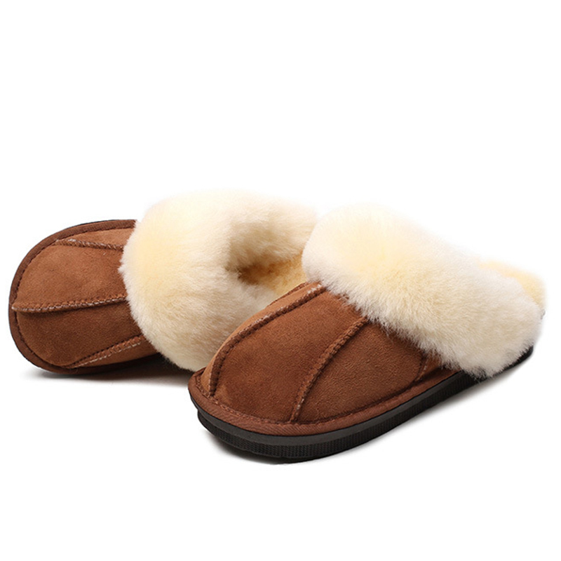 

Women Winter Warm Sheepskin wool Fur Slippers Women Slippers Sheep Lovers Home Slippers Indoor Plush Size House Shoes Woman b24 Y200106, Gray