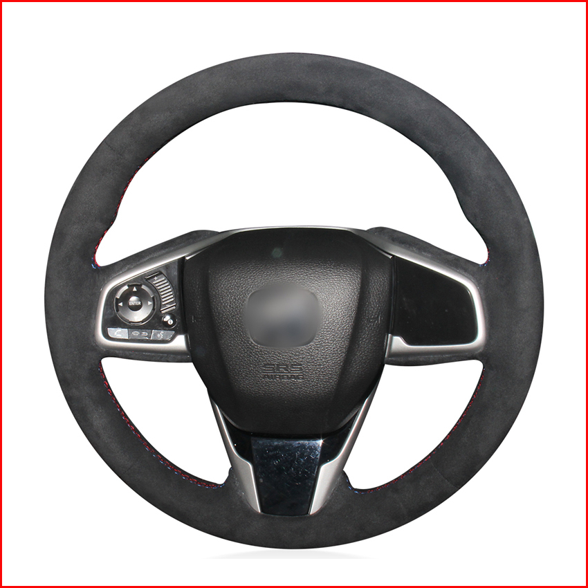 

Black Suede Hand Sew Comfortable Soft Steering Wheel Cover for Honda Civic Civic 10 2016-2020 CRV CR-V 2017-2020 Clarity Parts