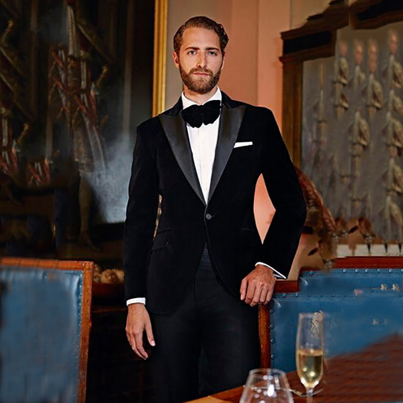 

Handsome Groomsmen Velveteen Groom Tuxedos Mens Wedding Dress Man Jacket Blazer Prom Dinner 2 Piece Suit(Jacket+Pants+Tie) A200, Same as image