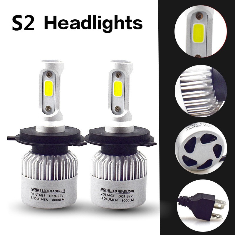 

2 Pieces S2 Original LED headlight H4 headlamp H11 Fog lamp H8 Fog light H1 H3 H7 H1 9005 HB3 9006 HB4 9012 H27 9004 9007 H13 9008 COB Chip