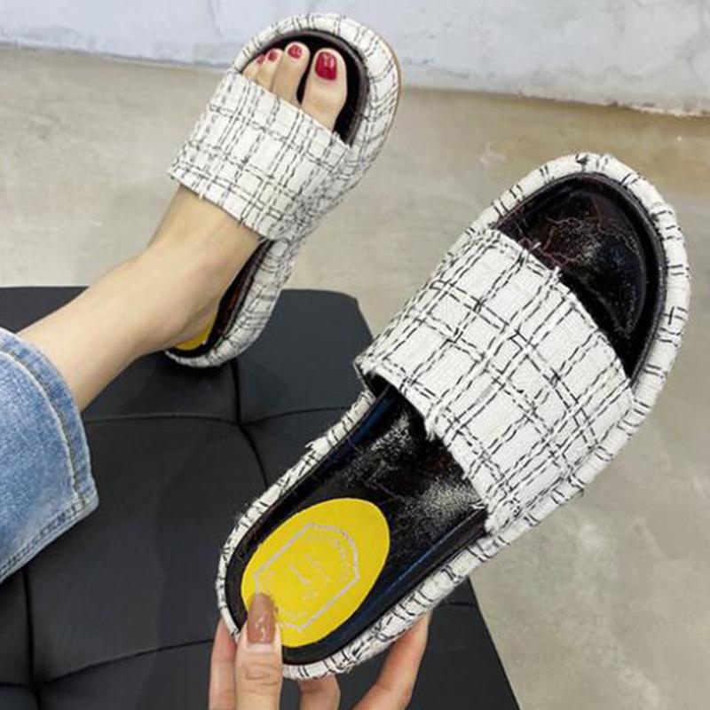 

New Leisure platform flip flops sandals girls Women Colorblock Summer Open toe Non-Slip Sandals Female Beach Slippers sh363, Black