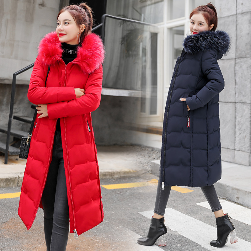 

Wholesale new women's winter over the knee long section slim down jacket cotton coat size M-4XL, Creamy-white