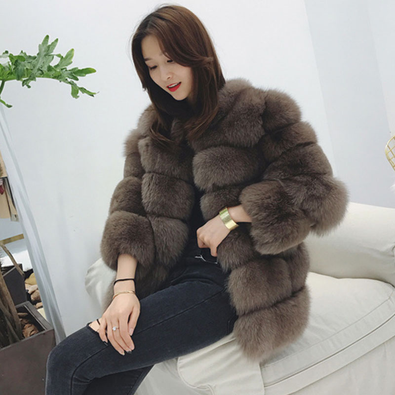 

Women Faux Fur coat Autumn and winter new fur grass large size ladies coat 4XL, Black