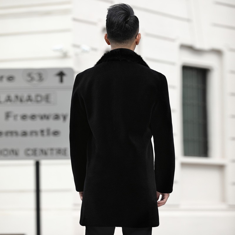 

Luxury Real Wool Overcoat Men Winter Warm Single Breasted Collar Outerwear Casual Business Brand Coat Oversize 4XL, As photo
