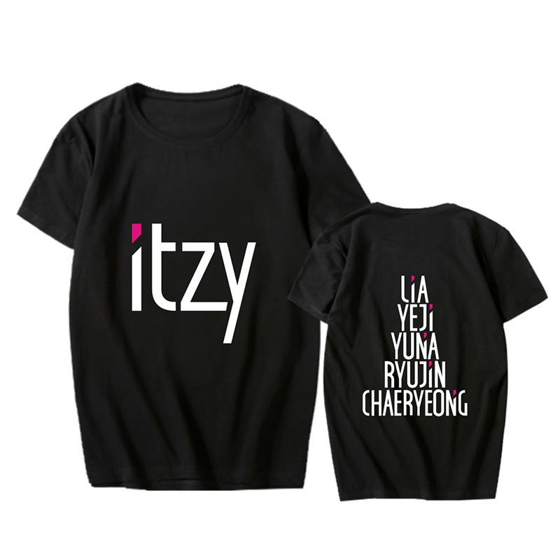 

Kpop MIXNINE ITZY YUNA RYUJIN CHAERYEONG LIA YEJI Korean Style T Shirt Tees Hip Hop Tshirt Short Sleeve Tops T-shirts PT1052, Black