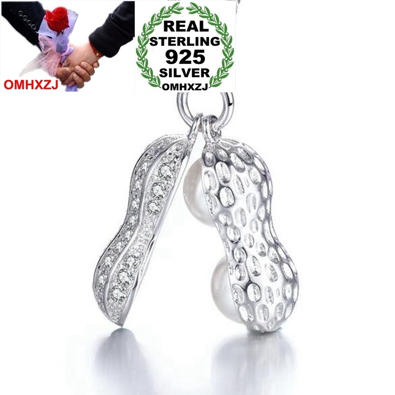 

OMHXZJ Wholesale Fashion Peanut Woman Child Gift ABS Shell Pearl 925 Sterling Silver Pendant Charms PE112 ( NO Chain Necklace )
