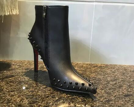 

Hot Sale- Spikes Pointed Toes Womens Boots Fashion Designer Sexy Ladies Red Bottom High Heels Shoes Pumps, Grey
