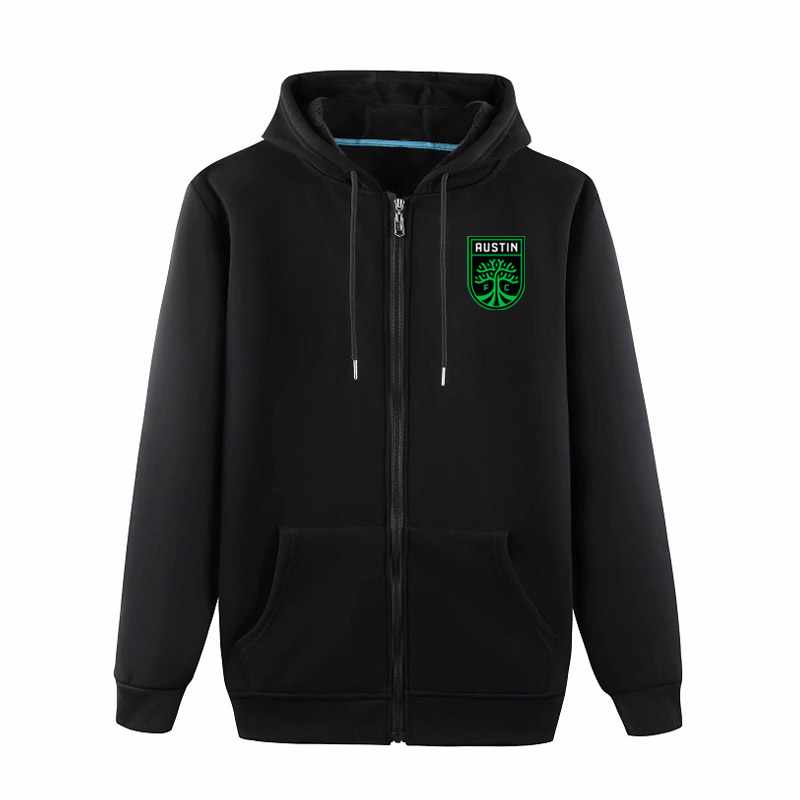 

MLS Austin FC Full-Zip Hooded Jacket soccer Training Jacket men football Hoodie Pullover Jacket soccer Sweatshirt Winter coat Men's Jackets