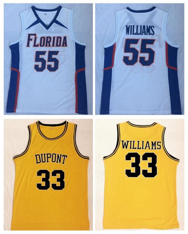 

Mens Vintage White Chocolate #33 Jason Williams DuPont Yellow High School Basketball Jerseys Cheap Florida Gators College Stitched Shirts, Black