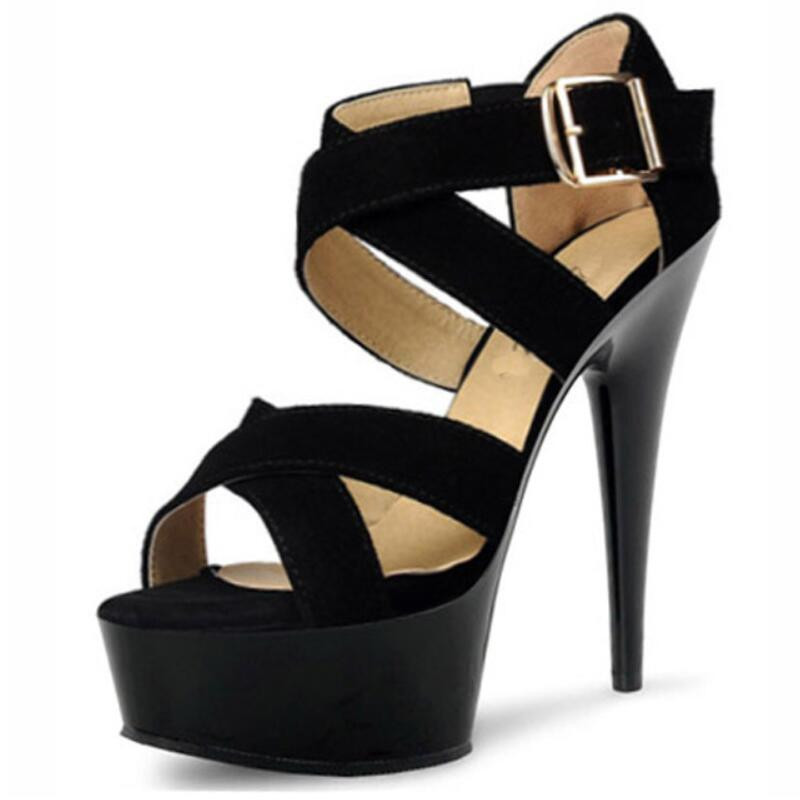

BBZAI New pattern Superior quality Super high heel ladies shoes 15-17CM Sexy Fashion Show Nightclub Thin Heels Sandals 34-45 46, 15cm