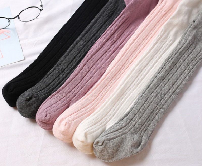 

Baby Girls' Seamless Cable Knit Tights Cotton Leggings (6 Colors), Pink