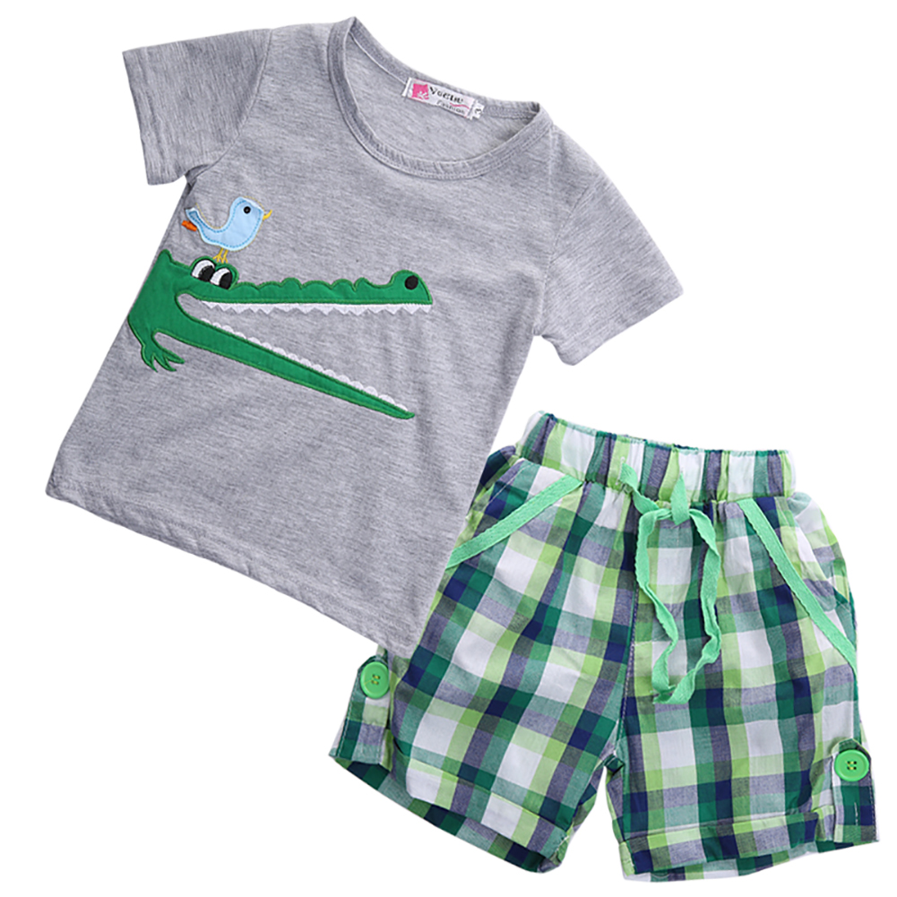2020 Latest Children&#039;s Wear Toddler Kids Boy Clothes Cartoon Short Sleeve Tops T-shirt Flaring Pants Summer Outfits Set 1-6T-image-509072775