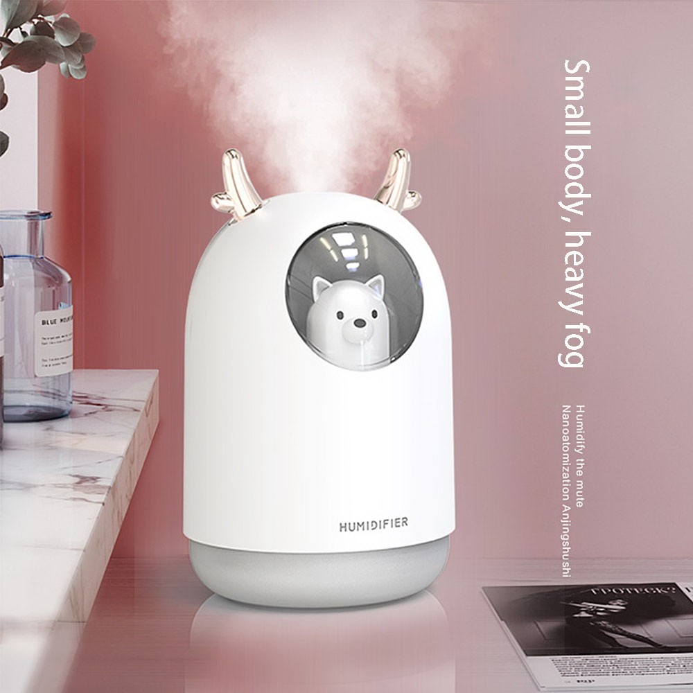 

Mini USB Humidifier Cool Mist Cute Portable Air Humidifier With Night Light Air Diffuser For Bedroom Baby Room Home Office Car